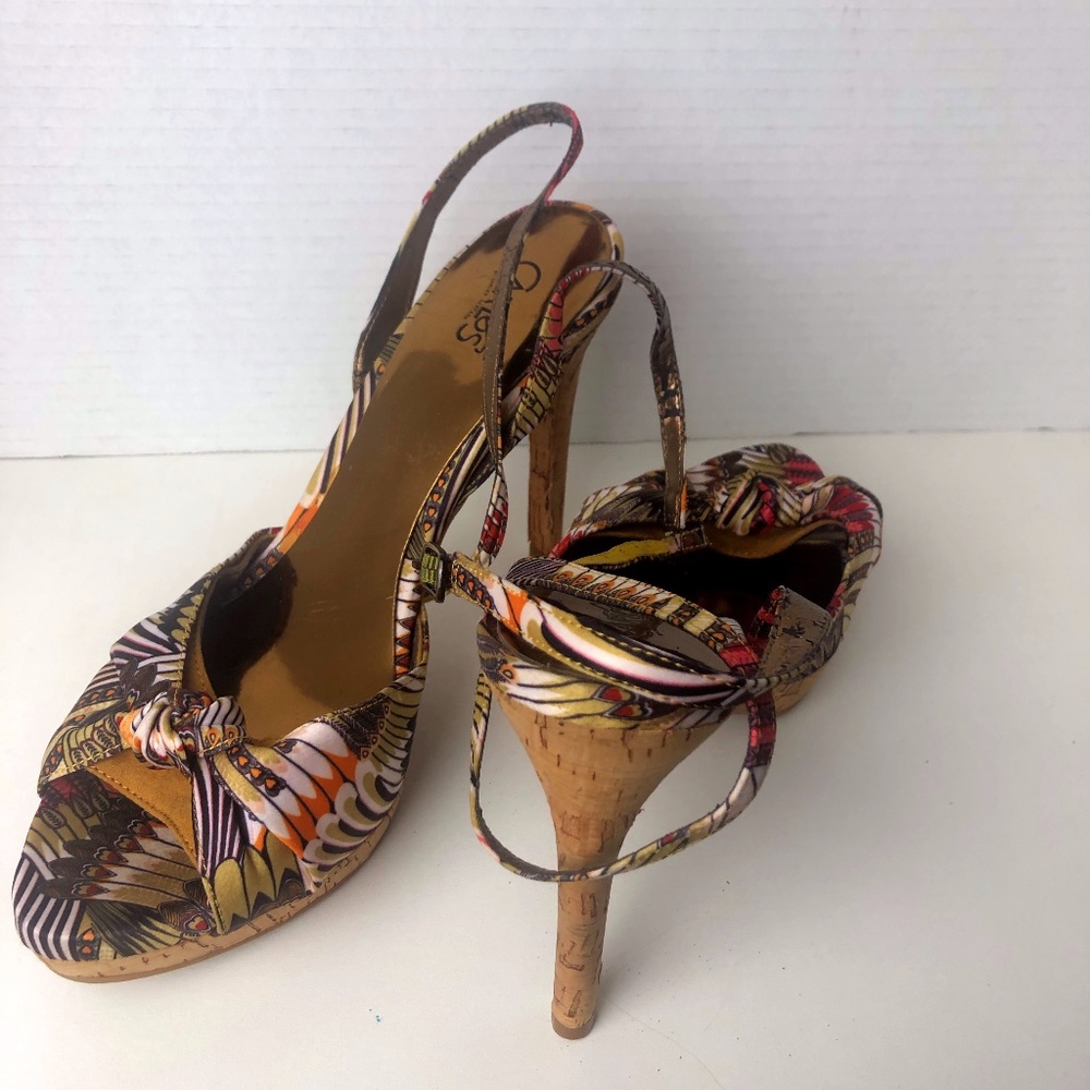 Multi-Colored Tropical Island Print Carlos High Heel Sandals